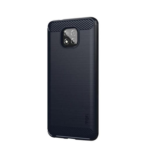 Para MOTOROLA MOTO G POWER 2021 MOFI Serie de gentileza Textura cepillada Fibra de carbono Soft TPU Caso (azul)