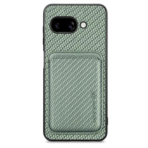 Funda Cuero Fibra de Carbono con Tarjetero Magsafe para Google Pixel 9A (Verde)