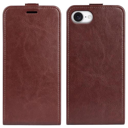 Funda de Cuero con Tapa Vertical Simple Textura R64 para iPhone 16E (Marrón)