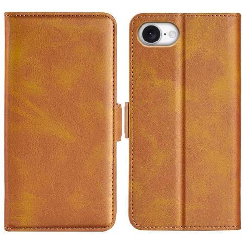 Funda de Cuero con Tapa Horizontal y Hebilla Magnética Doble Cara para iPhone 16E (Amarillo)