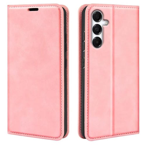 Funda de cuero con ventosa magnética para Samsung Galaxy A17 5G (rosa)