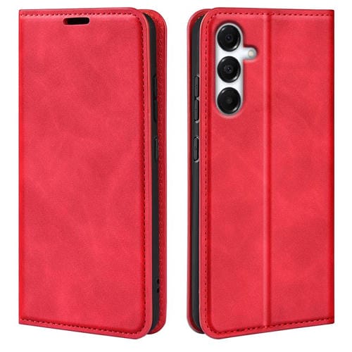 Funda de cuero con ventosa magnética retro para Samsung Galaxy A17 5G (roja)