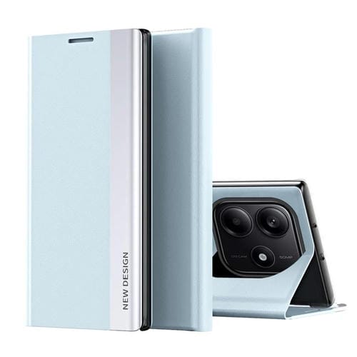 Funda de Cuero con Adsorción Lateral Galvanizada para Xiaomi Redmi Note 14 5G (Azul)