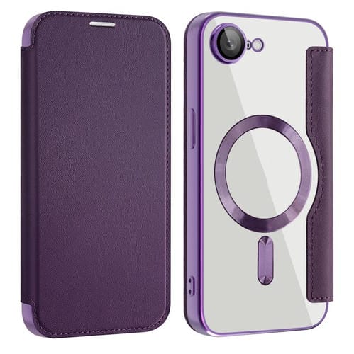 Funda de Cuero Antirrobo Magsafe Rfid para iPhone 16E (Morada)