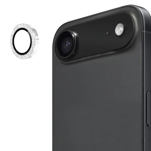 ENKAY Hat-Prince - Lente trasera con purpurina, película de vidrio templado de aleación de aluminio (plateada) para iPhone 17 Air