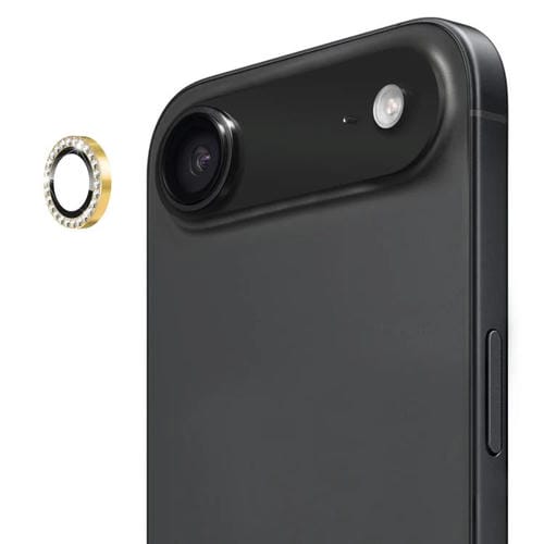 ENKAY AR - Lente de cámara con anillo de diamante individual antirreflejo y película completa (dorada) para iPhone 17 Air