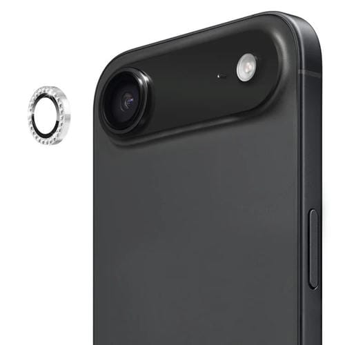 ENKAY AR - Lente de cámara con anillo de diamante individual antirreflejo, película completa de cristal (plateada) para iPhone 17 Air