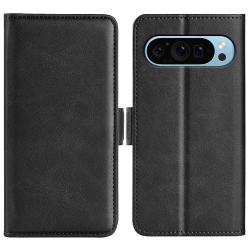 Funda de Cuero con Tapa Horizontal y Hebilla Magnética Doble Cara para Google Pixel 9/9 Pro (Negra)