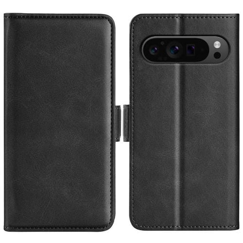 Funda de Cuero con Tapa Horizontal y Hebilla Magnética Doble Cara para Google Pixel 9 Pro XL (Negra)