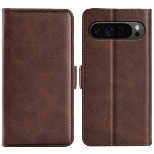 Funda de Cuero con Tapa Horizontal y Hebilla Magnética Doble Cara para Google Pixel 9 Pro XL (Marrón)
