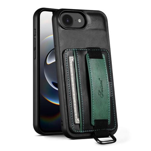 Funda para Teléfono Suteni H13 con Correa para Muñeca y Tarjetero para iPhone 16E (Negra)