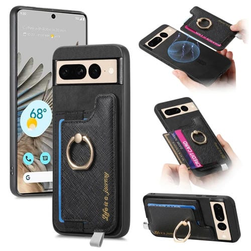 Funda para Teléfono Google Pixel 7 con Tapa Trasera Magnética PU Magsafe (Negra)