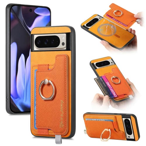 Funda para Teléfono Google Pixel 9/9 Pro con Tapa Trasera Magnética Pu Magsafe (Amarilla)