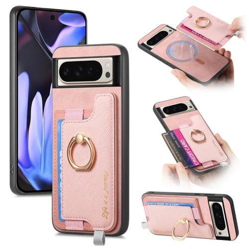Funda para Teléfono Google Pixel 9/9 Pro con Tapa Trasera Magnética Pu Magsafe (Rosa)