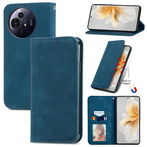 Funda de Cuero Nxtpaper para TCL 50 Pro con Tapa Magnética y Tacto Retro (Azul)