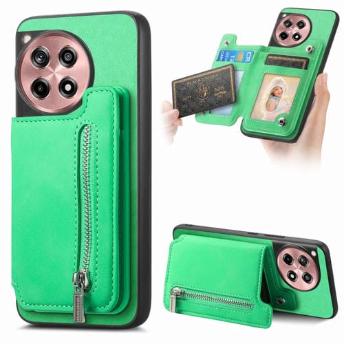 Funda para Teléfono OnePlus Ace 3 5G/12R 5G con Cremallera Magsafe Retro (Verde)