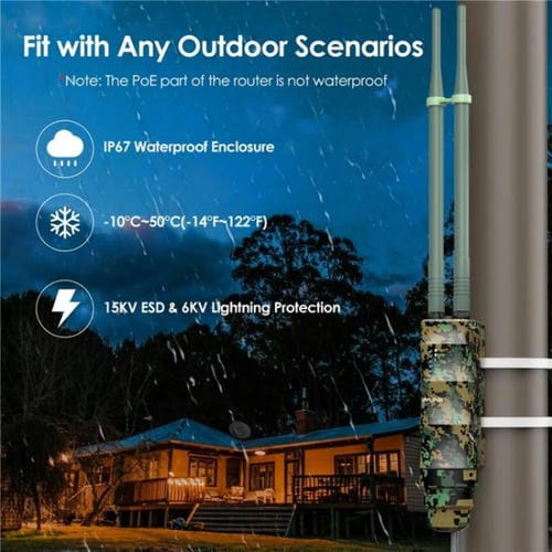 Extensor WiFi WAVLINK WN570HA2 enrutador inalámbrico doble banda AC1200 para exteriores resistente agua IP67 (Blanco)