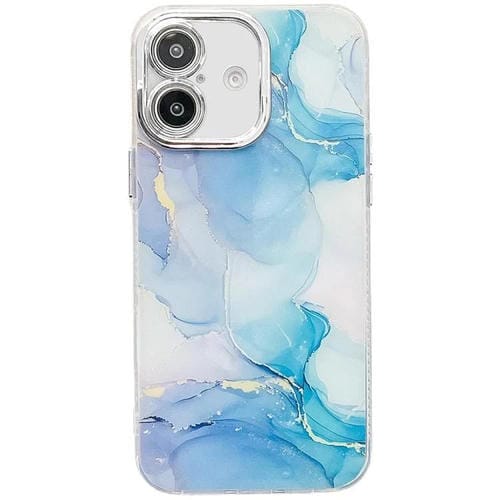 Funda para Teléfono iPhone 16 Plus Textura Mármol Galvanizado (Azul Verde)