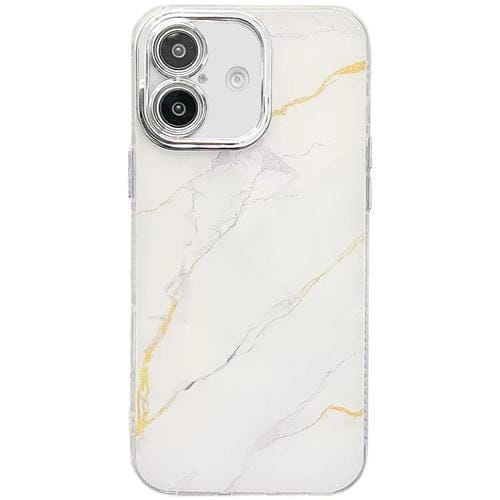 Funda para Teléfono iPhone 16 Textura Mármol Galvanizado (Oro Blanco)