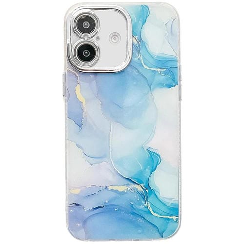 Funda para Teléfono iPhone 16 Textura Mármol Galvanizado (Azul Verde M9)