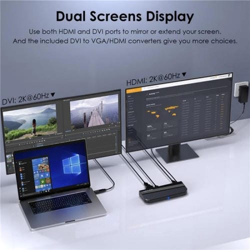 Estación de Acoplamiento para Dos Pantallas Wavlink Ug49Dk1 con Concentrador USB-C 13 en 1 para Windows, Mac y Android (Enchufe de la UE)