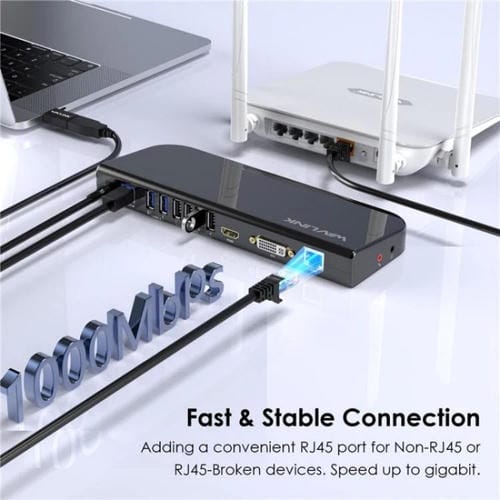 Estación de Acoplamiento Wavlink Ug49Dk1 13 en 1 para Dos Pantallas con Concentrador USB-C para Windows, Mac y Android (Enchufe EE.UU)