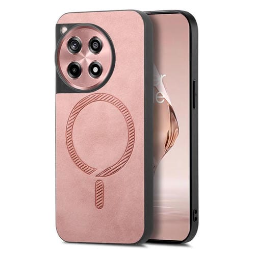 Funda para Teléfono OnePlus Ace 3/12R 5G con Tapa Trasera PU Magsafe Retro (Rosa)