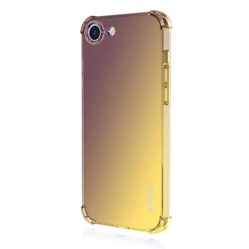 Funda TPU Enkay iPhone 16E Diseño Sombrero Bolsa de Aire (Morado y Dorado)