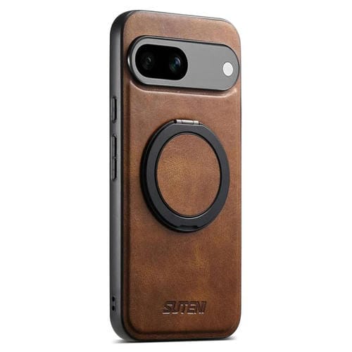Funda para Teléfono Suteni G3 con Soporte Giratorio 360° y Cera de Aceite para Google Pixel 7A (Marrón)