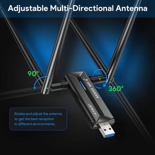 Adaptador Inalámbrico USB 3.0 Edup Ep-Ax1672 Ax3000 WIFI 6E 802.11G 2,4 GHz 5 GHz 6 GHz Chipset Mt7621Au