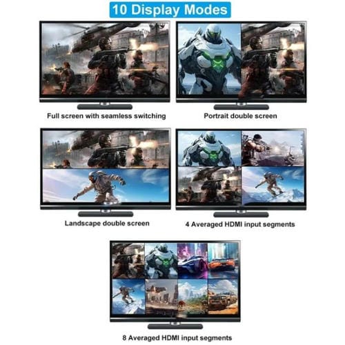 Adaptador de Salida Jqf1 9 en 1 Divisor de Pantalla Conmutador Multivisor HDMI 4K Enchufe UE