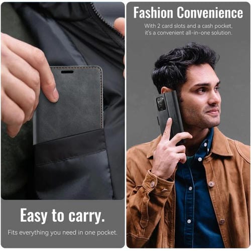 Funda CaseMe 033 para Samsung Galaxy Note20 Ultra, forro de piel de becerro, microfibra y bloqueo RFID (negra)