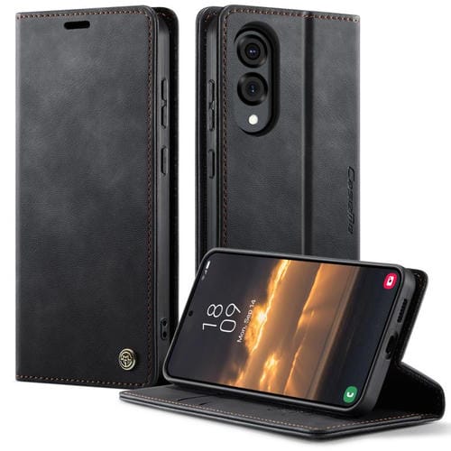 Funda para Samsung Galaxy S25 Edge CaseMe 033 con forro de piel de becerro, microfibra y bloqueo RFID (negra)