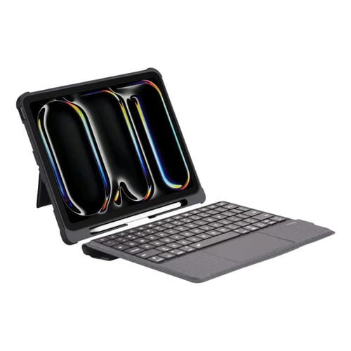 Para iPad Air 13 2024, separación magnética del maravilloso teclado de control en las cuatro esquinas de la funda protectora de PU a prueba de caídas.