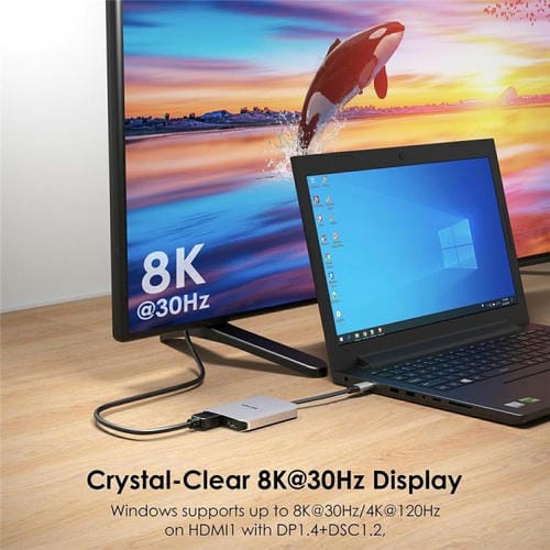 Adaptador USB-C a HDMI WAVLINK UMD320 con puerto alimentación 100 W HDMI 4K y HDMI 8K