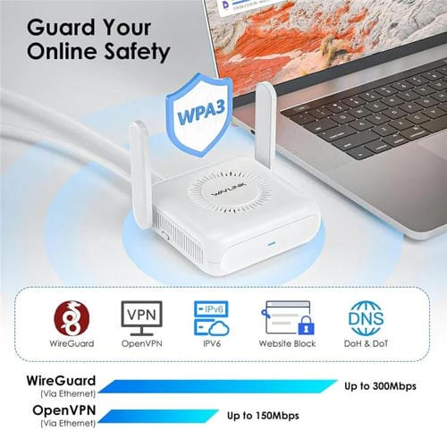 Enrutador de viaje WAVLINK WNT100X3 AX3000 de 160 MHz MU-MIMO OFDMA VPN de doble banda WiFi 6, color: enchufe de la UE