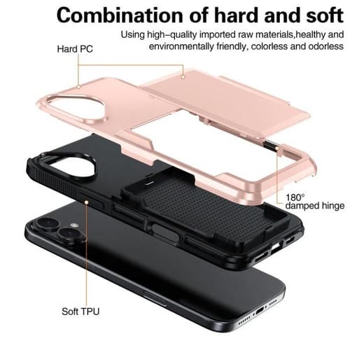 Funda a prueba de golpes Kalebol Flip Card Wallet para iPhone 16 Plus (Roja)