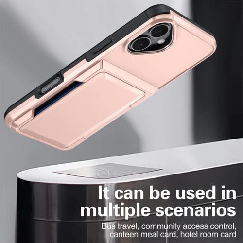 Funda a prueba de golpes Kalebol Flip Card Holder para iPhone 16 Plus (Verde militar)