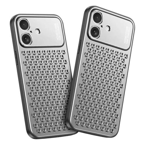 Funda metálica transpirable y refrescante Kalebol para iPhone 16 Plus (plateada)