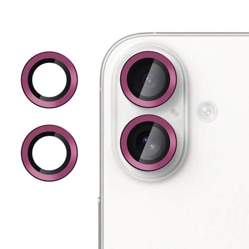 For iPhone 16 Plus Kalebol No Flicker Ultra-Thin Individual Camera Lens Tempered Glass Film(Rose Red)