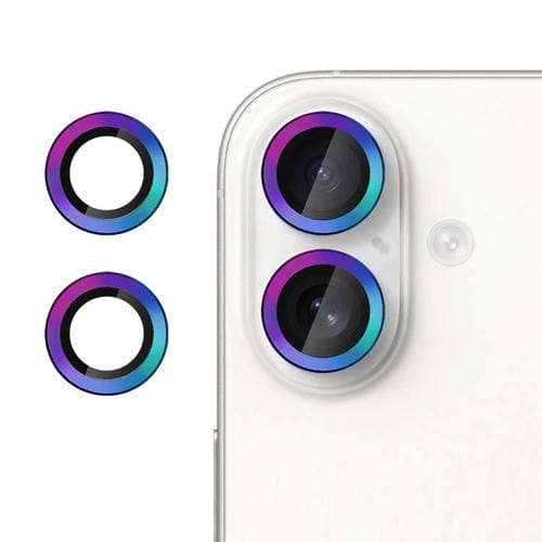 For iPhone 16 Plus Kalebol No Flicker Ultra-Thin Individual Camera Lens Tempered Glass Film(Dazzling Colors)