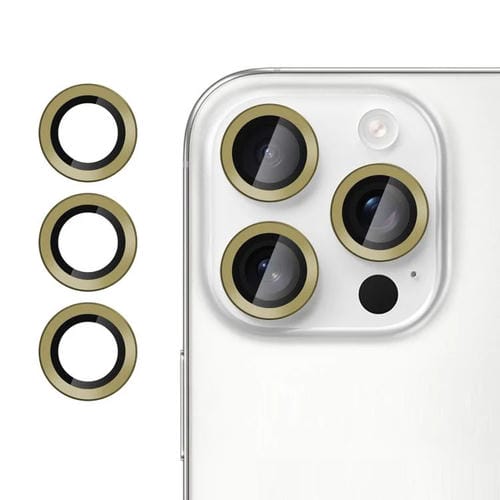 For iPhone 16 Pro Max Kalebol No Flicker Ultra-Thin Individual Camera Lens Tempered Glass Film(Desert Gold)