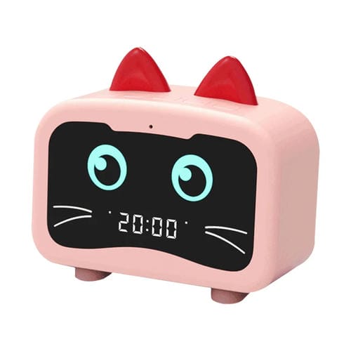 Altavoz Mini Bluetooth Creative Smart Wireless Subwoofer para Computadora con Reloj Despertador (Cute Cat-Pink)