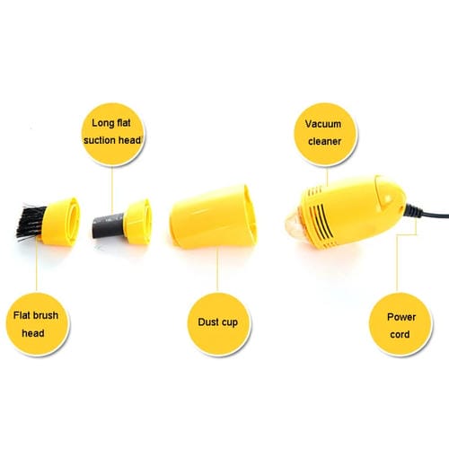 Mini Cepillo de Limpieza de Teclado USB Eliminador de Polvo para Computadora Portátil (Amarillo)