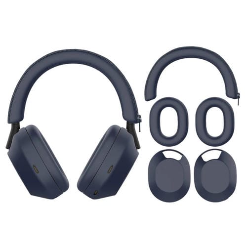 Auriculares Bluetooth Sony Wh-1000Xm5 + Diadema + Funda Protectora para Orejeras (3 En 1 Azul Oscuro)