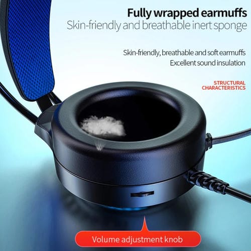 Auriculares con Cable para Ordenador Yindiao Q7 con Luz Colorida, Auriculares para Juegos USB Dual 3,5 mm + USB (Blanco)