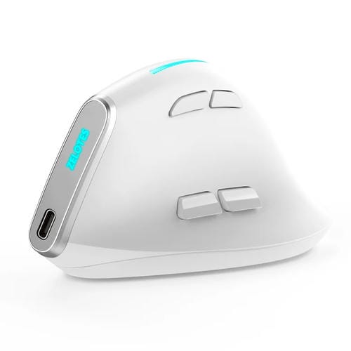 Ratón Inalámbrico Zelotes F36 9 Teclas Agarre Vertical Programación Ergonómica Bluetooth Dual + 2,4 G (Blanco)