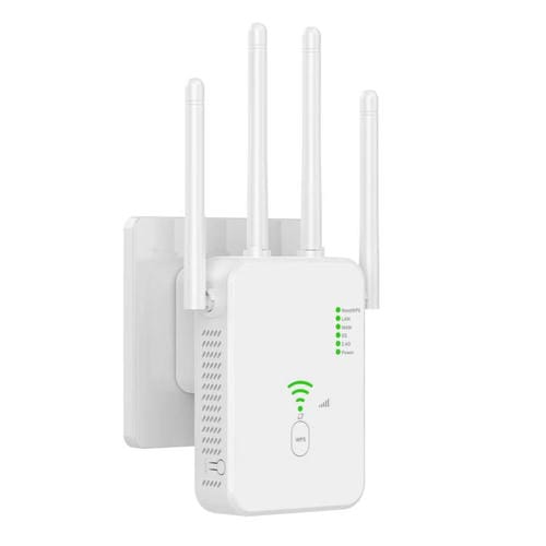 Repetidor Inalámbrico Urant U10 300 Mbps 2,4 GHz Amplificador Señal WIFI 4 Antenas Enchufe Británico (Blanco)