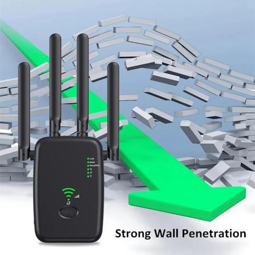 Repetidor Inalámbrico Urant U11 1200 Mbps 2,4G y 5,8G Amplificador Señal WIFI Compatible WPS Enchufe Europeo (Negro)