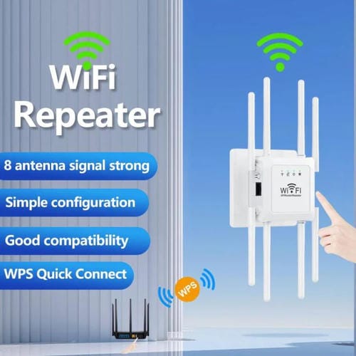 Repetidor Inalámbrico U18 300 Mbps 2,4 G Amplificador de Señal WIFI 8 Antenas Enchufe Estadounidense (Blanco)